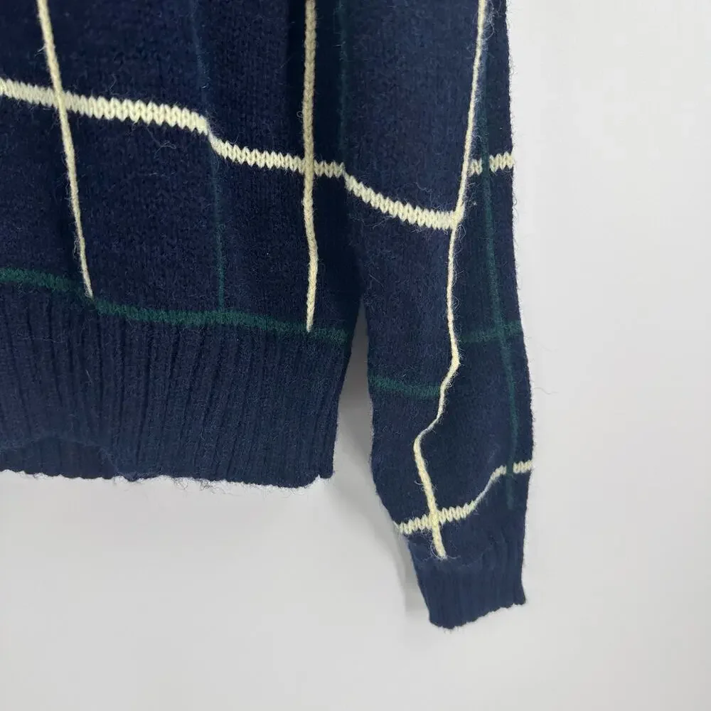 Garland Hong Kong‎ Dad Style Dark Blue Grid Check Pattern Sweater Adult Window